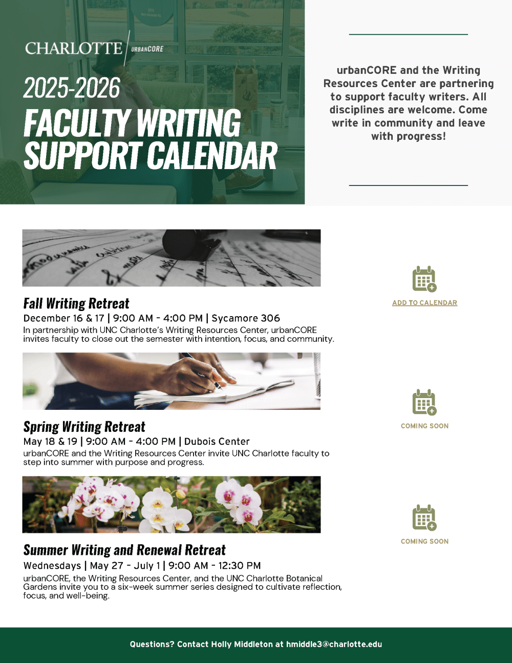Faculty Writing Support Calendar