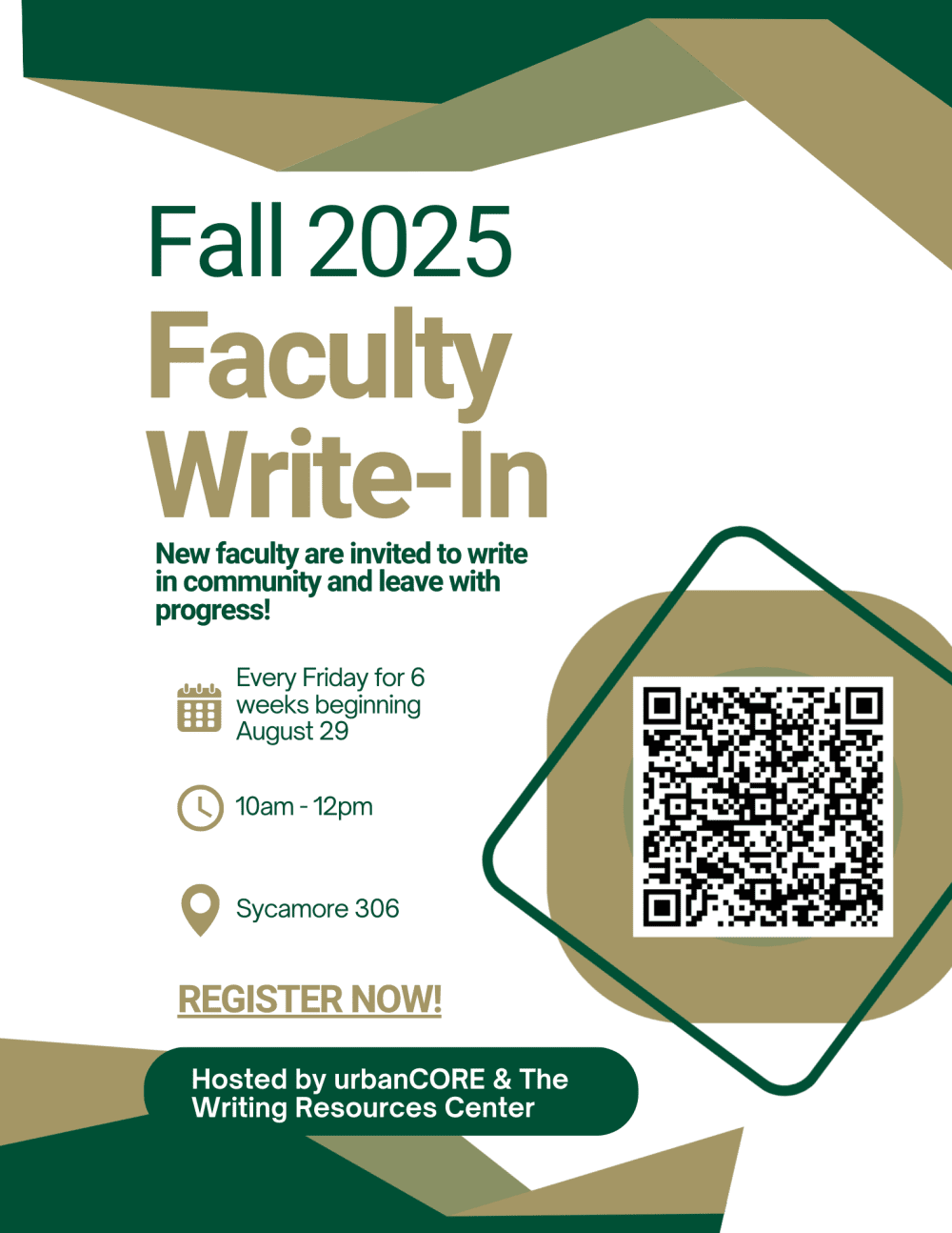 Flyer for the Fall 2025 Faculty Write-In